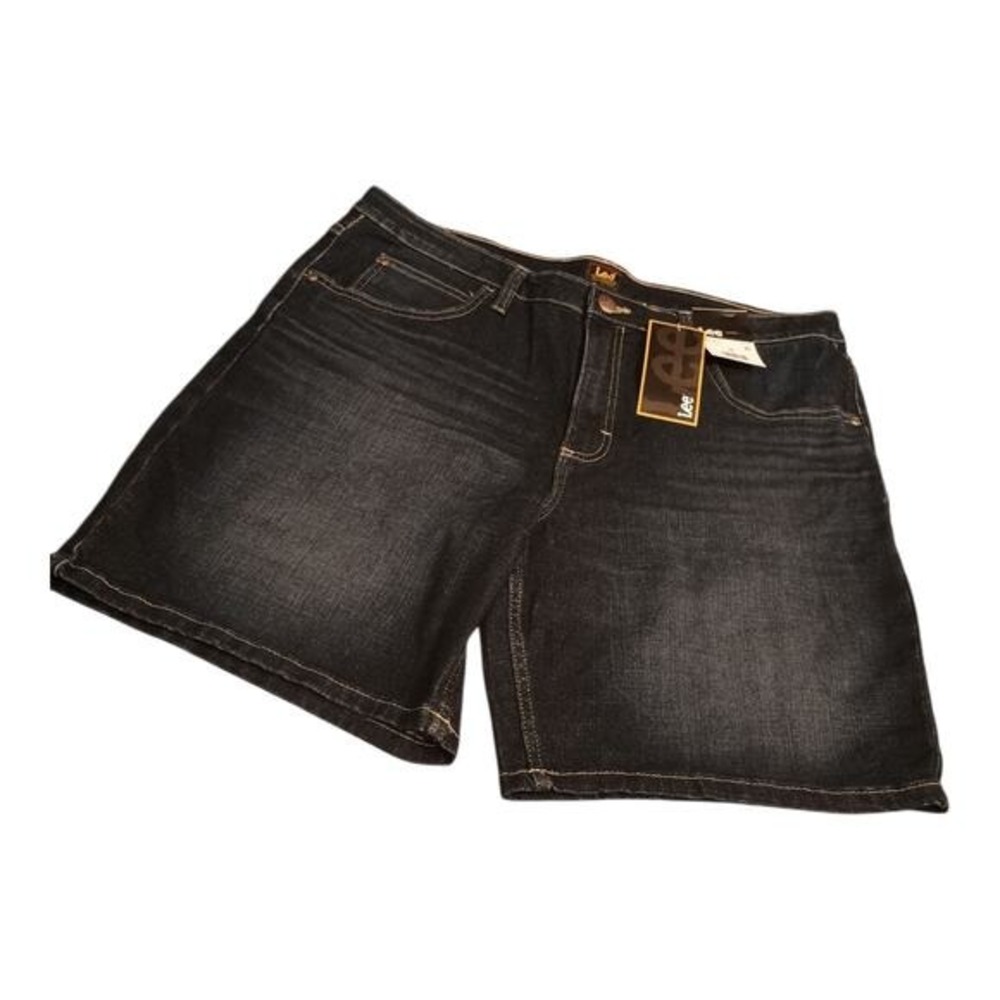 Lee Women's Bermuda Dark Past Wash High Rise Blue Jean Denim Shorts Size 16 New
